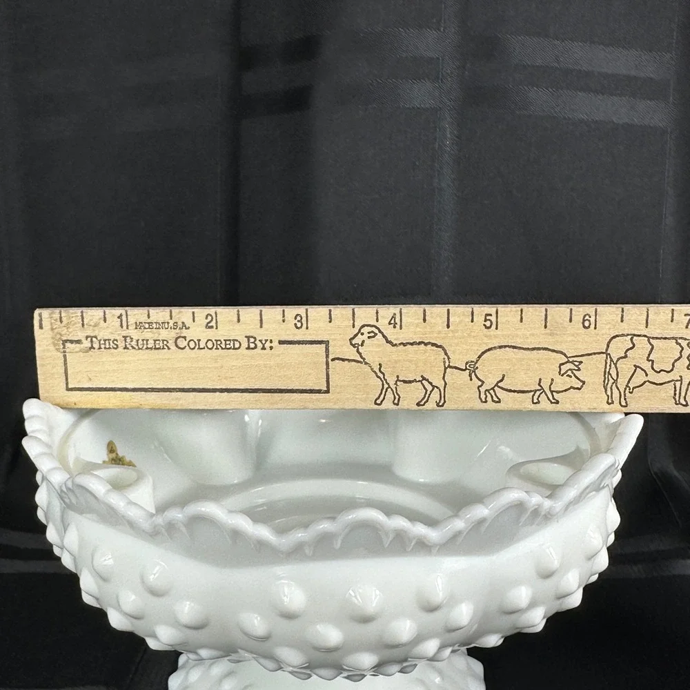 Fenton White Milk Glass Hobnail Candle Holder Set Footed 6-Way Bowl Candlestick